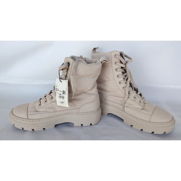 Zara Starfit Tech Insole Winter Boot Cream Size Eur 37 NWT - Picture 1 of 8